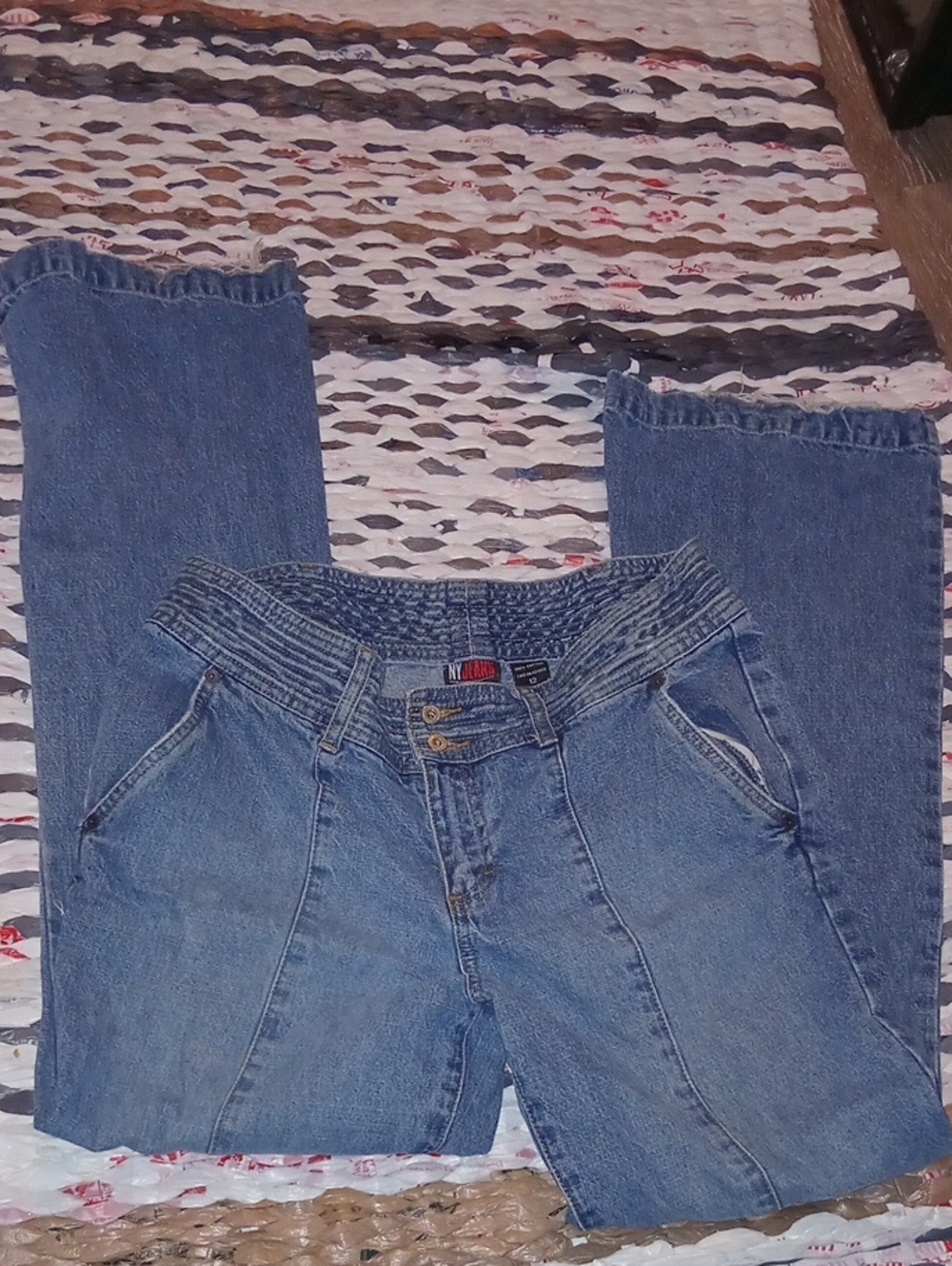 New York & Company Women's Blue Denim High-Waist Tapered Jeans